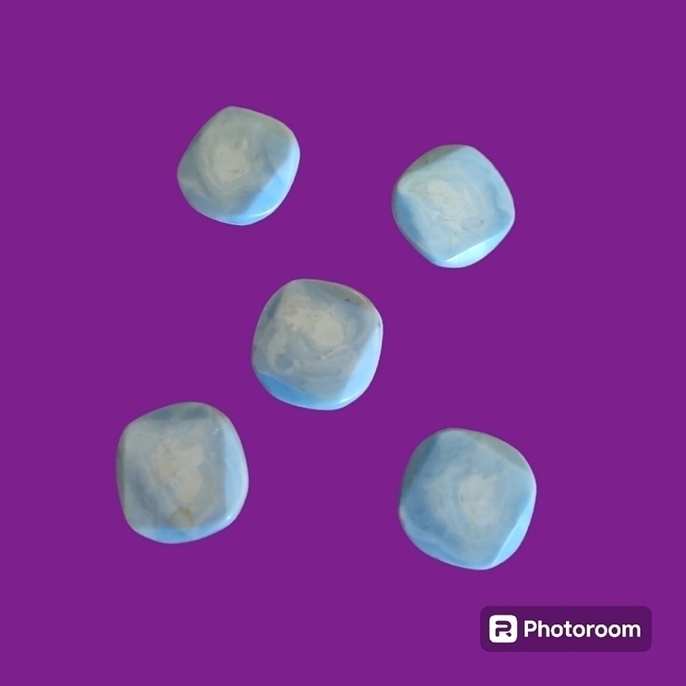 Vintage Marbled Icy Blue Acrylic Shank Buttons